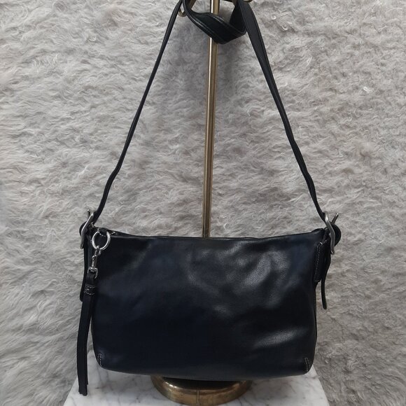 Vintage Y2K Coach 1417 Black Leather With White Stitching Crossbody bag - Picture 2 of 10